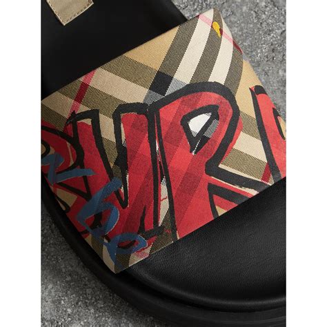 burberry graffiti print slides